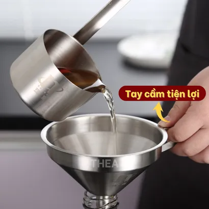 Phễu inox 304 mini rót dầu, rót bột, chất lỏng, gia vị kèm lõi lọc cặn, lọc trà, tạp chất cao cấp - THEA