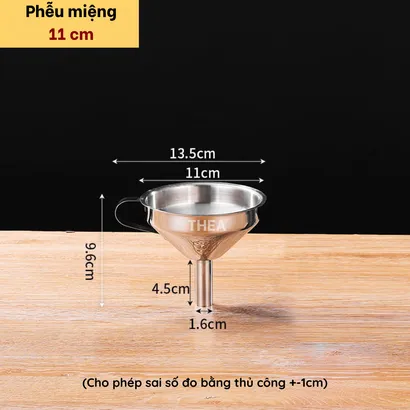 Phễu inox 304 mini rót dầu, rót bột, chất lỏng, gia vị kèm lõi lọc cặn, lọc trà, tạp chất cao cấp - THEA