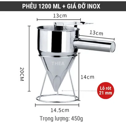 Phễu inox rót bột làm bánh [loại tốt] dày cao cấp bền bỉ tiện dụng, chiết rót kem, sốt, chất lỏng đa dụng - THEA