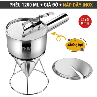Phễu inox rót bột làm bánh [loại tốt] dày cao cấp bền bỉ tiện dụng, chiết rót kem, sốt, chất lỏng đa dụng - THEA