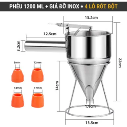 Phễu inox rót bột làm bánh [loại tốt] dày cao cấp bền bỉ tiện dụng, chiết rót kem, sốt, chất lỏng đa dụng - THEA