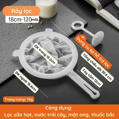 Rây lọc siêu mịn nhựa cao cấp, dụng cụ lọc sữa hạt, đậu nành, lọc trà, cà phê, giấm, nước trái cây lưới mắt nhỏ - THEA Kitchen