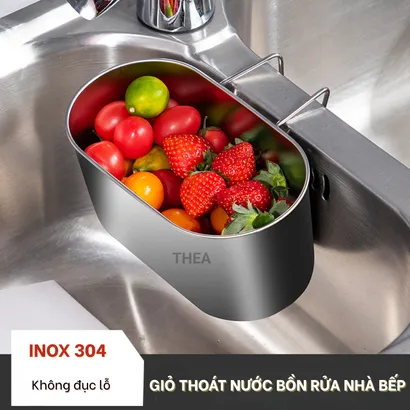 Rổ lọc rác bồn rửa chén inox 304, Giỏ đựng đồ, lọc rác bồn rửa chén, rửa củ quả đa năng, khay lọc rác, thức ăn thừa-THEA
