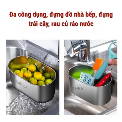 Rổ lọc rác bồn rửa chén inox 304, Giỏ đựng đồ, lọc rác bồn rửa chén, rửa củ quả đa năng, khay lọc rác, thức ăn thừa-THEA