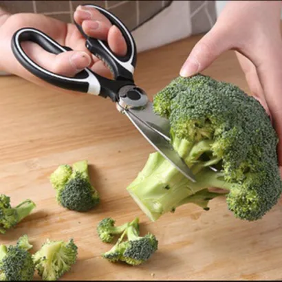 Kéo cắt xương thịt, gà, vịt làm bếp bằng thép đa năng chắc chắn, bền bỉ, có nắp đậy bảo quản - THEA