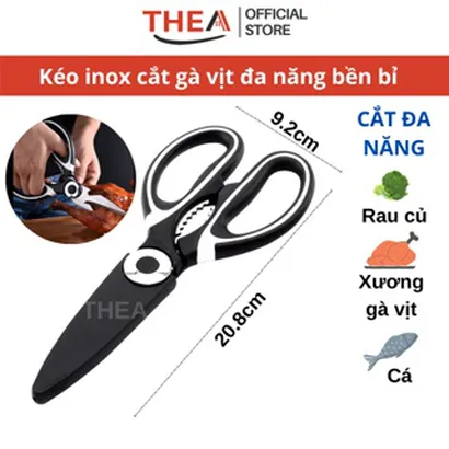 Kéo cắt xương thịt, gà, vịt làm bếp bằng thép đa năng chắc chắn, bền bỉ, có nắp đậy bảo quản - THEA