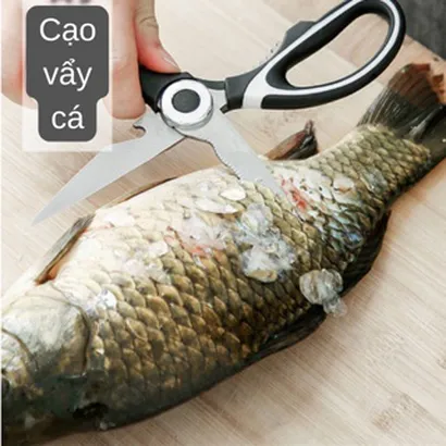 Kéo cắt xương thịt, gà, vịt làm bếp bằng thép đa năng chắc chắn, bền bỉ, có nắp đậy bảo quản - THEA