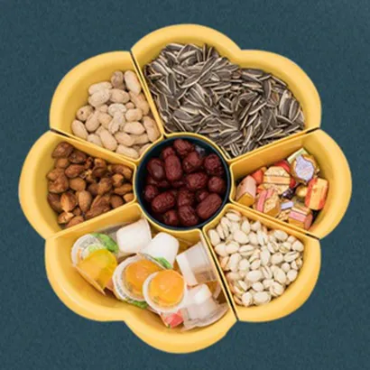 Rổ xoay đựng rau ăn lẩu, rau sống, hải sản chia 7 ngăn, khay xoay 360 đựng rau ăn lẩu, rau củ quả, trái cây – THEA