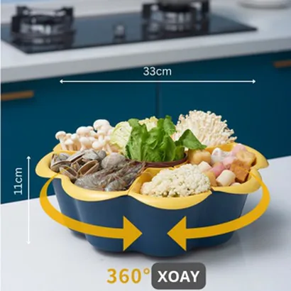 Rổ xoay đựng rau ăn lẩu, rau sống, hải sản chia 7 ngăn, khay xoay 360 đựng rau ăn lẩu, rau củ quả, trái cây – THEA