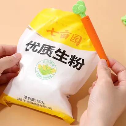 Set 5 kẹp miệng túi thực phẩm kèm hộp đựng gắn nam châm, kẹp giữ niêm phong miệng túi thực phẩm cà rốt - THEA