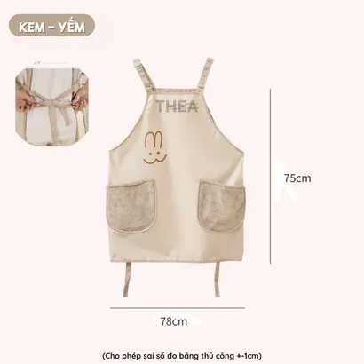 Tạp dề nấu ăn, tạp dề pha chế, chống thấm nước, tạp dề vải, cute mặc vẽ tranh, làm bếp chuyên nghiệp, dễ thương - THEA