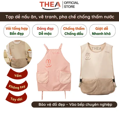 Tạp dề nấu ăn, tạp dề pha chế, chống thấm nước, tạp dề vải, cute mặc vẽ tranh, làm bếp chuyên nghiệp, dễ thương - THEA