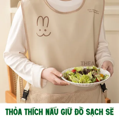 Tạp dề nấu ăn, tạp dề pha chế, chống thấm nước, tạp dề vải, cute mặc vẽ tranh, làm bếp chuyên nghiệp, dễ thương - THEA