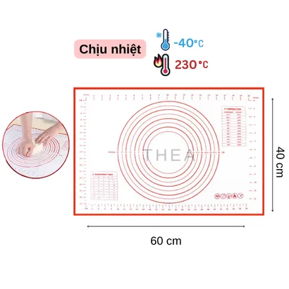 Thảm nhào bột silicone bạch kim làm bánh 60x40cm - THEA KITCHEN