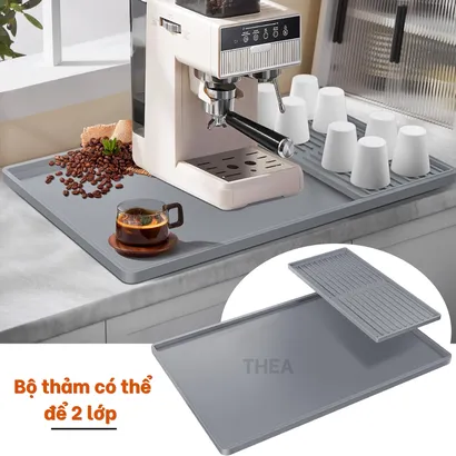 Thảm silicon trải bàn, thảm quầy bar pha chế silicon, tấm lót silicon cách nhiệt, pha chế, lót ly thoát nước - THEA