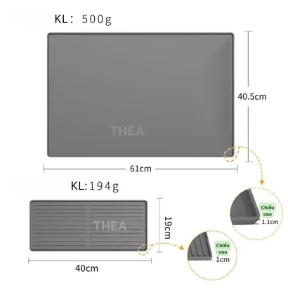 Thảm silicon trải bàn, thảm quầy bar pha chế silicon, tấm lót silicon cách nhiệt, pha chế, lót ly thoát nước - THEA