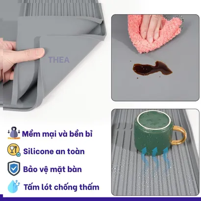 Thảm silicon trải bàn, thảm quầy bar pha chế silicon, tấm lót silicon cách nhiệt, pha chế, lót ly thoát nước - THEA