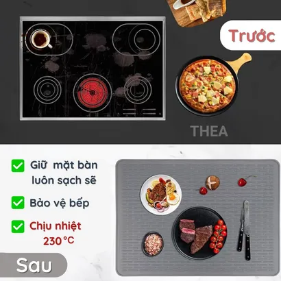 Thảm trải bếp 100% Silicone chịu nhiệt, tấm lót cách nhiệt chống nóng, miếng lót nồi, thảm lót quầy bar pha chế - THEA