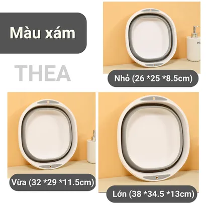 Thau gấp gọn, chậu tắm, rửa mặt, giặt đồ, rửa rau, gấp gọn, xếp gọn size to, nhỏ đa năng tiện lợi - THEA