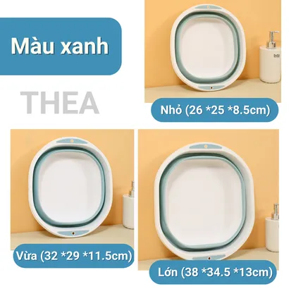 Thau gấp gọn, chậu tắm, rửa mặt, giặt đồ, rửa rau, gấp gọn, xếp gọn size to, nhỏ đa năng tiện lợi - THEA