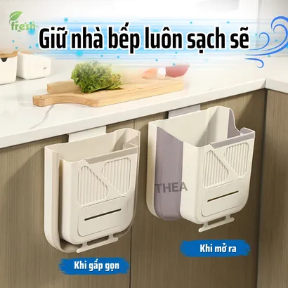 Thùng đựng rác treo treo tủ bếp, nhà vệ sinh, thùng rác nhựa gấp gọn không nắp mini treo cánh tủ bếp, nhà tắm - THEA