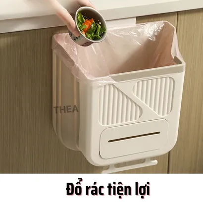 Thùng đựng rác treo treo tủ bếp, nhà vệ sinh, thùng rác nhựa gấp gọn không nắp mini treo cánh tủ bếp, nhà tắm - THEA