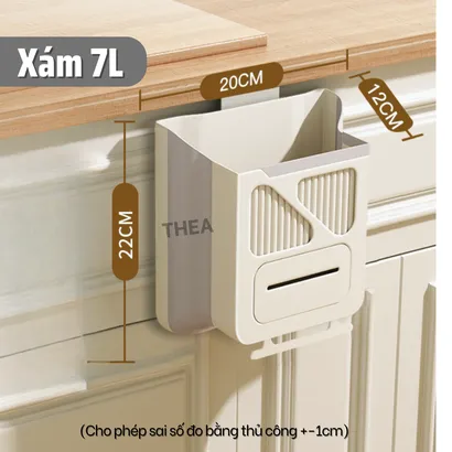 Thùng đựng rác treo treo tủ bếp, nhà vệ sinh, thùng rác nhựa gấp gọn không nắp mini treo cánh tủ bếp, nhà tắm - THEA