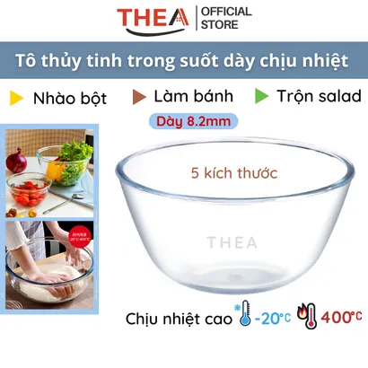 Tô thủy tinh to cao cấp trong suốt chịu nhiệt làm bánh salad - THEA KITCHEN