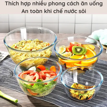 Tô thủy tinh to cao cấp trong suốt chịu nhiệt làm bánh salad - THEA KITCHEN