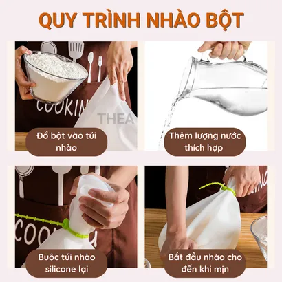 Túi silicon nhào bột, trộn bột làm bánh chống dính, túi đựng thực phẩm silicon - THEA