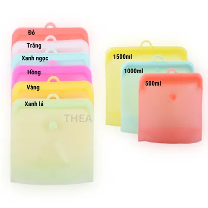 Túi silicone 100% dày đựng bảo quản thực phẩm,đồ ăn,hoa củ quả trái cây tủ lạnh cao cấp không mùi,kín, tái sử dụng- THEA