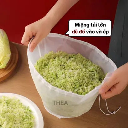 Túi vải lọc trà, sữa đậu nành, sữa hạt, lọc thực phẩm dạng đứng miệng rộng đa năng có dây rút - THEA