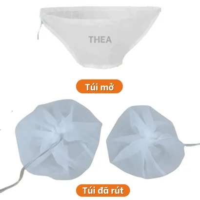 Túi vải lọc trà, sữa đậu nành, sữa hạt, lọc thực phẩm dạng đứng miệng rộng đa năng có dây rút - THEA