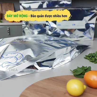 Set 10 túi zip bạc đựng thực phẩm, túi bạc giữ nhiệt, túi nhôm đựng thực phẩm, giữ tươi rau củ, thịt cá - THEA