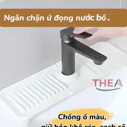 Thảm lót bồn rửa chén silicone 100%, tấm lót bồn rửa bát dày, gắn vòi nước bồn rửa thoát nước chống thấm, chống ố - THEA