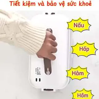 Hộp đựng cơm cắm điện văn phòng 2,3 tầng khay inox 304 chia ngăn cao cấp nấu nhanh hầm hấp hâm nóng đa năng có quà -THEA