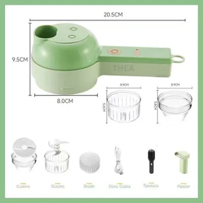 Máy xay thái lát hành tỏi ớt mini cầm tay đa năng 5 in 1 sạc điện - THEA