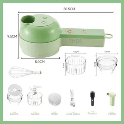 Máy xay thái lát hành tỏi ớt mini cầm tay đa năng 5 in 1 sạc điện - THEA