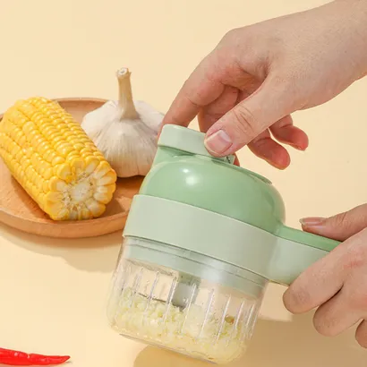 Máy xay thái lát hành tỏi ớt mini cầm tay đa năng 5 in 1 sạc điện - THEA