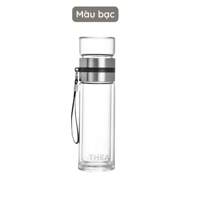 Bình pha trà thuỷ tinh chịu nhiệt có lõi lọc inox 304 có 2 lớp cách nhiệt tiện dụng chống nóng 450ml – THEA