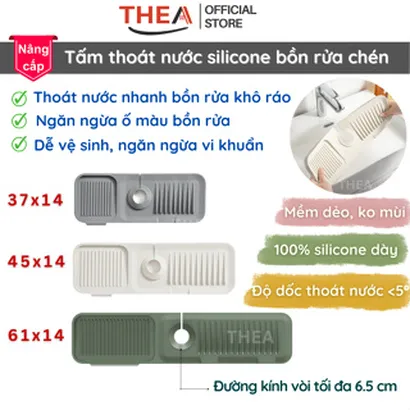 Thảm lót bồn rửa chén silicone 100%, tấm lót bồn rửa bát dày, gắn vòi nước bồn rửa thoát nước chống thấm, chống ố - THEA