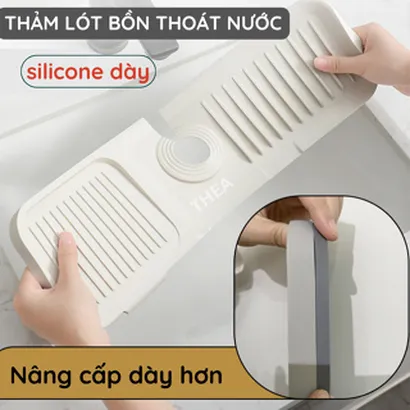 Thảm lót bồn rửa chén silicone 100%, tấm lót bồn rửa bát dày, gắn vòi nước bồn rửa thoát nước chống thấm, chống ố - THEA