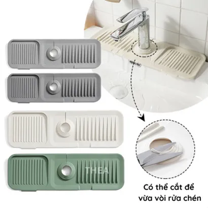 Thảm lót bồn rửa chén silicone 100%, tấm lót bồn rửa bát dày, gắn vòi nước bồn rửa thoát nước chống thấm, chống ố - THEA
