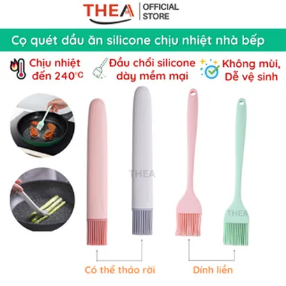 Cọ chổi silicone quét dầu ăn, bơ, gia vị chịu nhiệt cao cấp, quét dầu mỡ nướng BBQ an toàn, vệ sinh dễ dàng - THEA