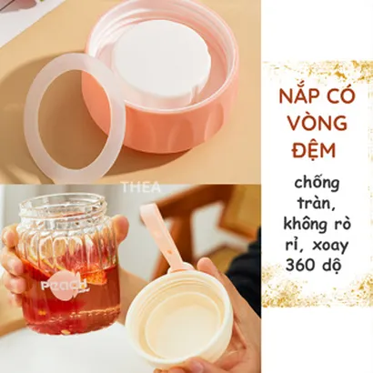Bình đựng nước, cốc uống nước thủy tinh cao cấp mini có nắp chịu nhiệt đựng sữa, cafe, trà hoa, nước trái cây - THEA