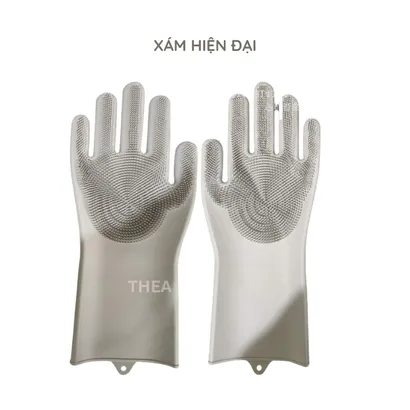 Đôi găng tay cao su 100% silicone dày rửa chén bát đa năng, bao tay rửa chén silicon vệ sinh cọ rửa nhà bếp, toilet-THEA