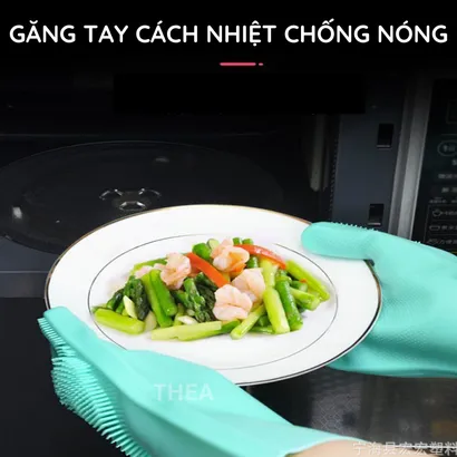 Đôi găng tay cao su 100% silicone dày rửa chén bát đa năng, bao tay rửa chén silicon vệ sinh cọ rửa nhà bếp, toilet-THEA
