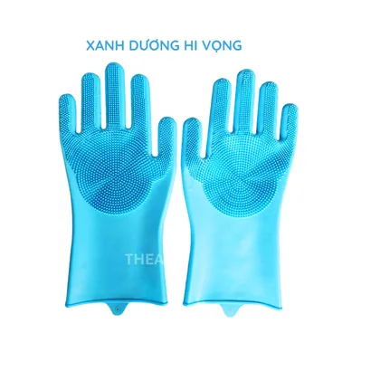 Đôi găng tay cao su 100% silicone dày rửa chén bát đa năng, bao tay rửa chén silicon vệ sinh cọ rửa nhà bếp, toilet-THEA