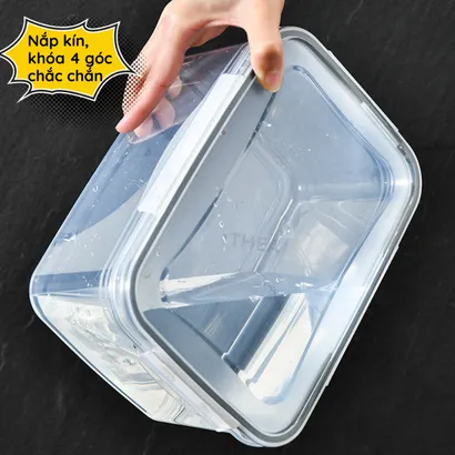 Bộ 3 Hộp nhựa đựng thực phẩm, hộp bảo quản thực phẩm rau củ quả tủ lạnh 2 lớp có rổ thoát nước và nắp khóa – THEA