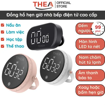 Đồng hồ hẹn giờ đếm ngược mini để bàn nhà bếp từ tính quản lý thời gian nấu ăn, học tập, thể thao, làm việc - THEA